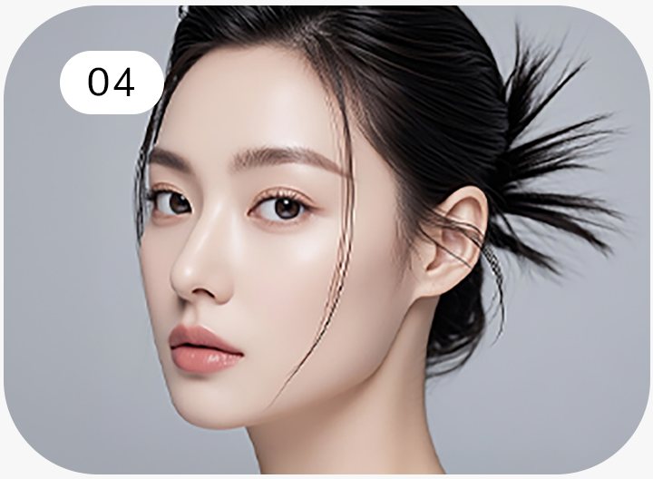 04 올림머리 여성 모델 — 완성된 얼굴 라인
